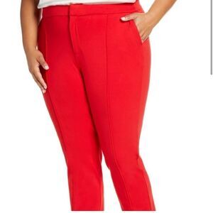 ELOQUII Pintuck Red Stretch Cropped Red Dress Business Ready Pants Women Sz 26S